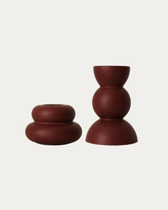 Candleholder duo in Burgundy